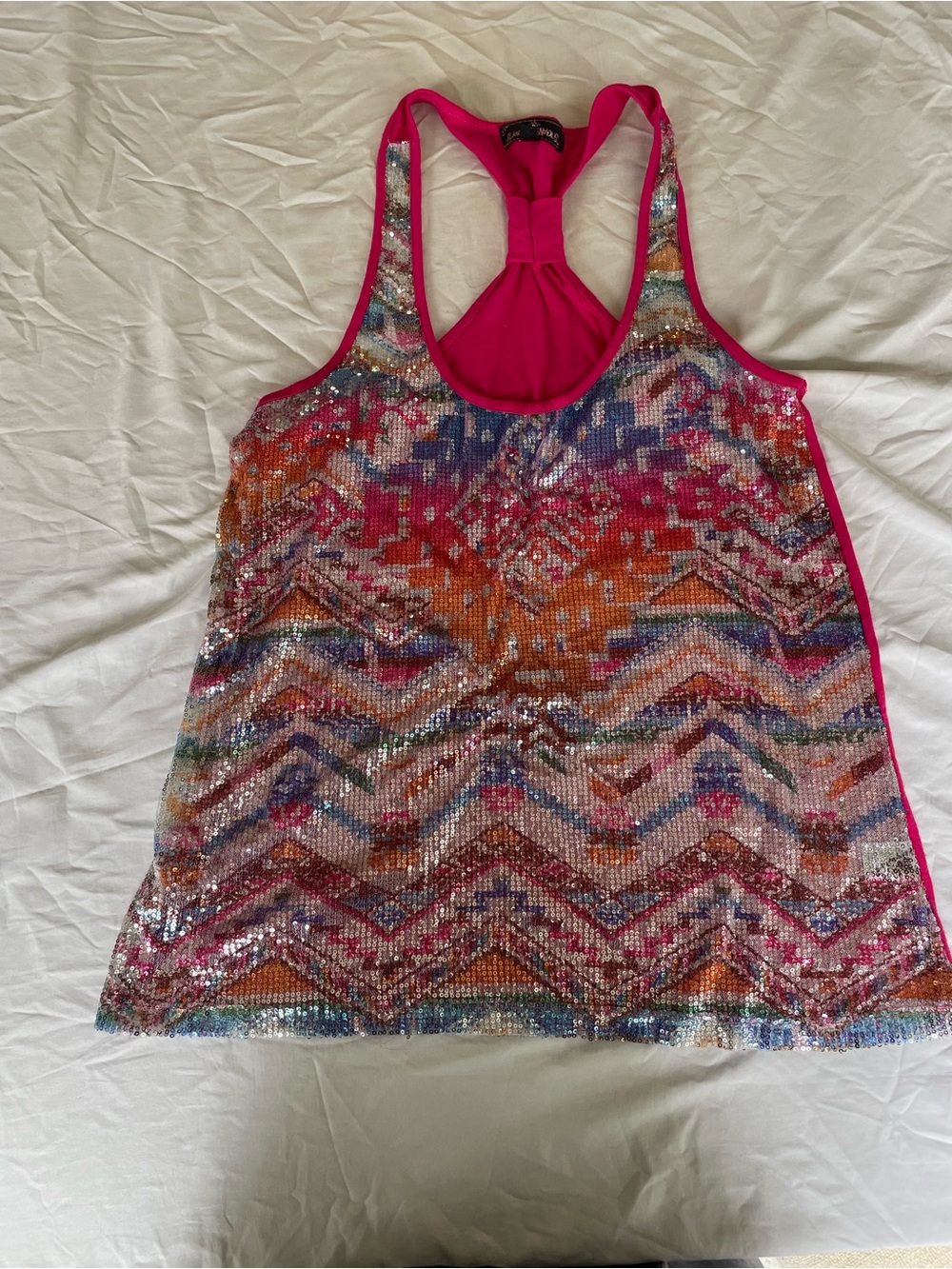 Almost Famous Pink Multi Sequin Racerback Tank